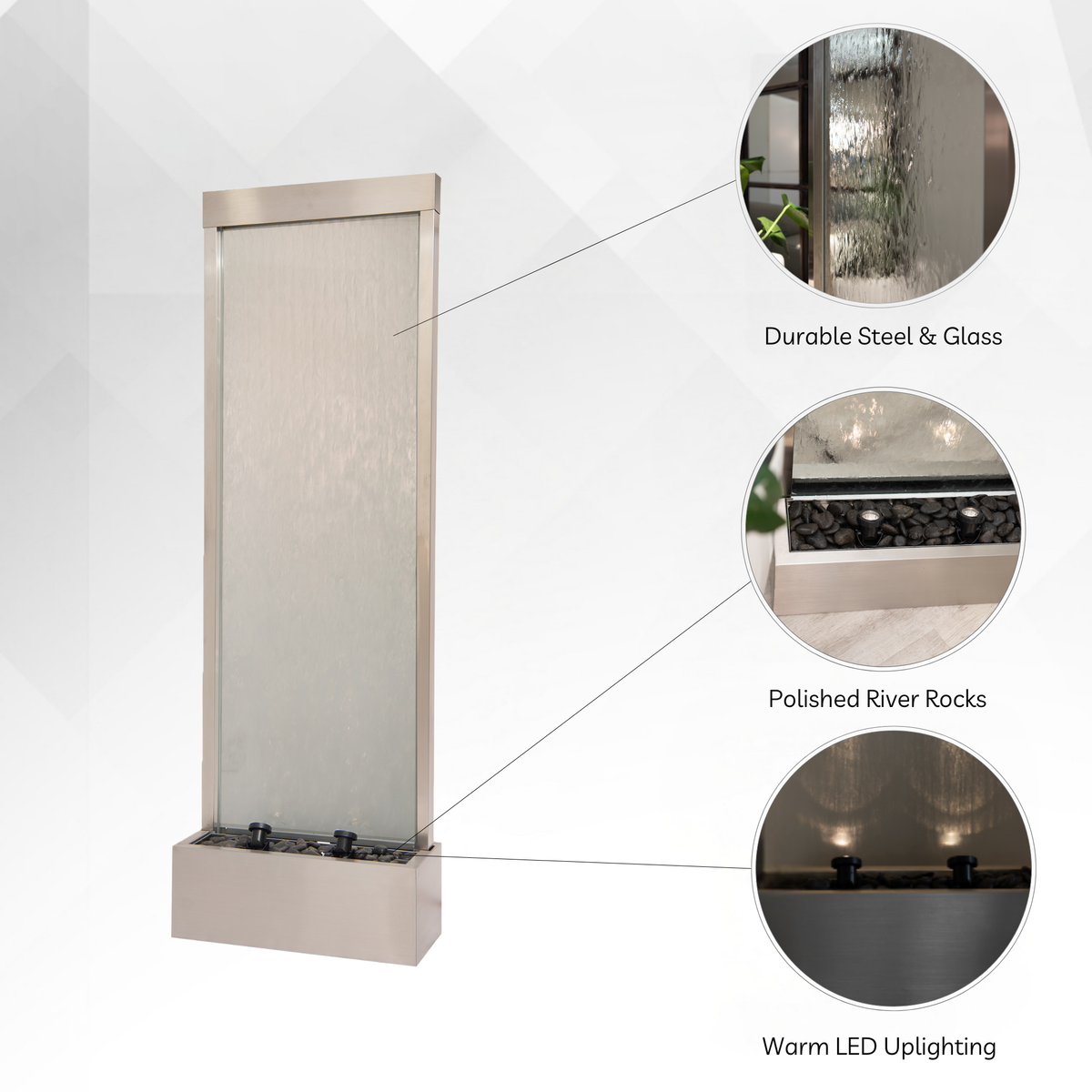 72" Steel Clear Glass Fountain