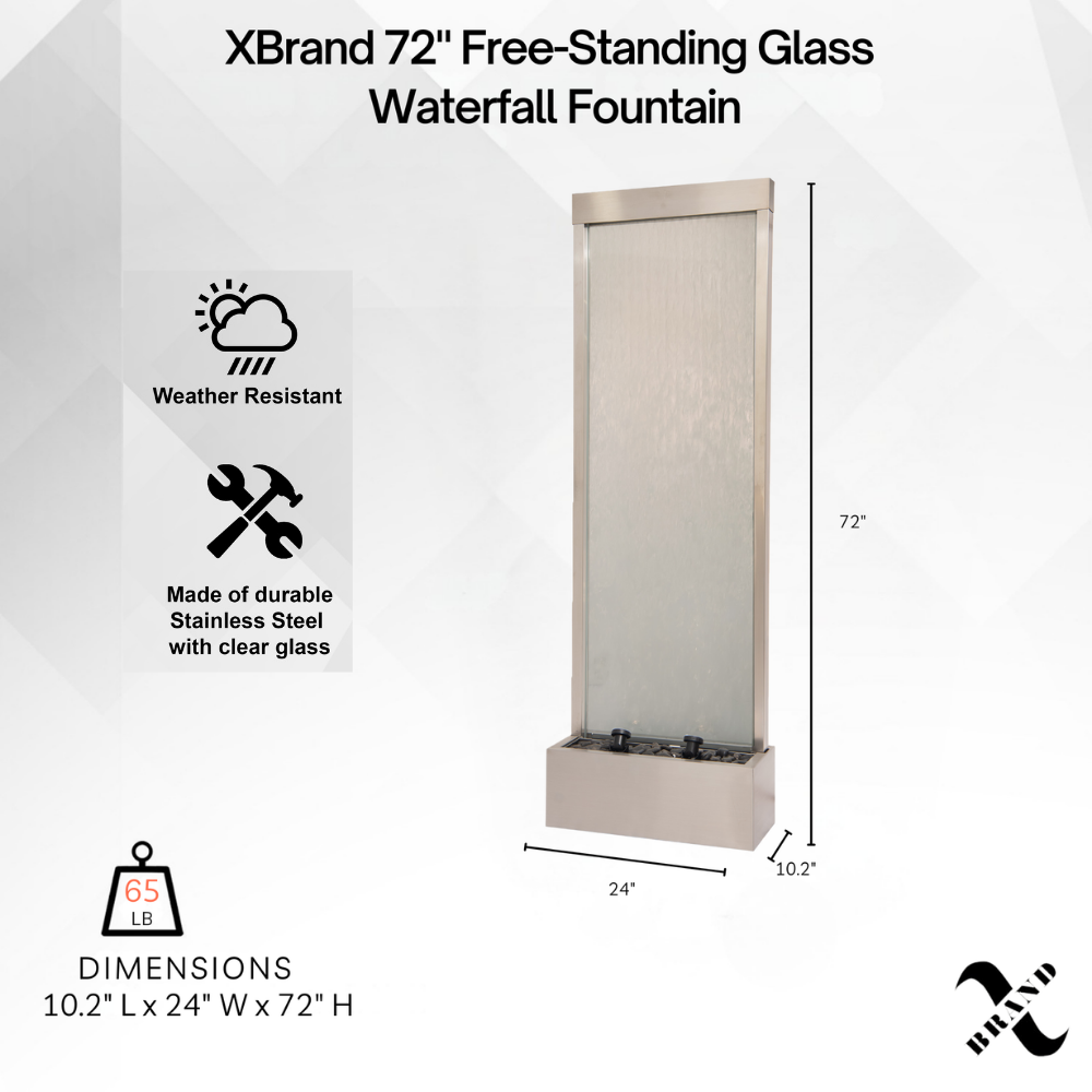 72" Steel Clear Glass Fountain