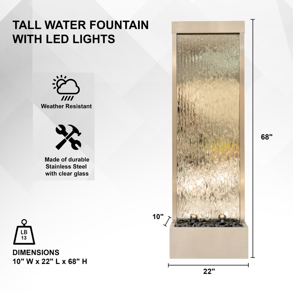 68" Stainless Steel Mirror Fountain