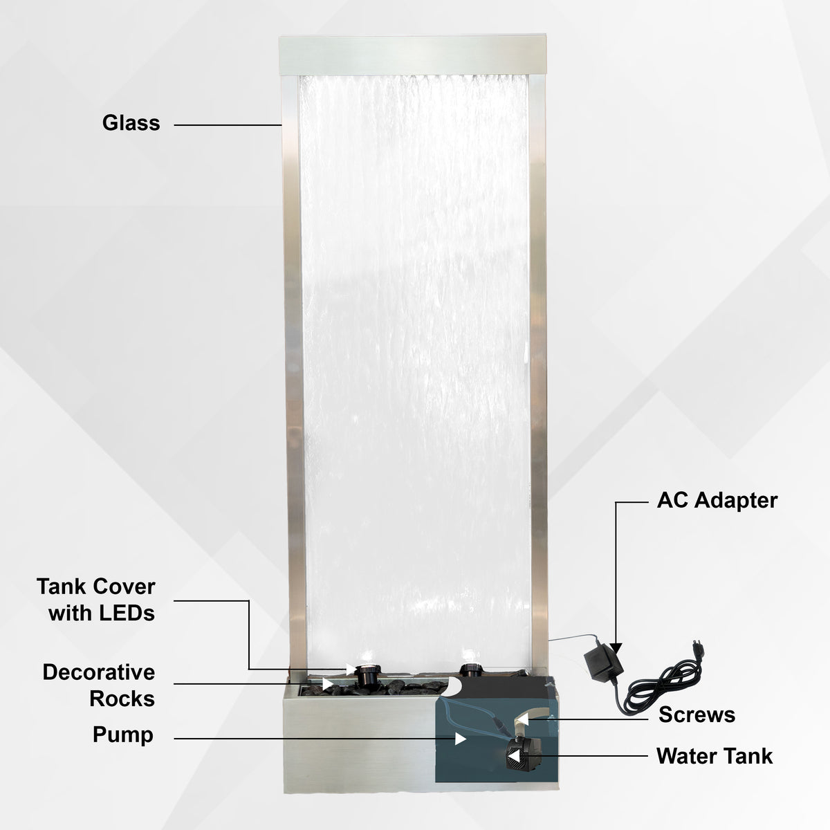 68" Stainless Steel Mirror Fountain